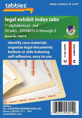 Tabbies Alpha Alpha Exhibits Index Tabs U-Z (58014)