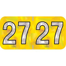 PMA Compatible Year Labels, 2027, Holographic Yellow, 3/4 x 1-1/2, 500/RL