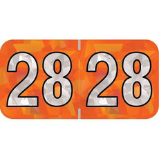 PMA Compatible Year Labels, 2028, Holographic Orange, 3/4 x 1-1/2, 500/RL
