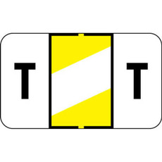 Control-O-Fax Compatible Label for Letter 'T' – Black Text on a Yellow & White Background