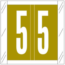 Gold numeric label '5' from the CLNM series, featuring a wrap-around design with clear laminate protection