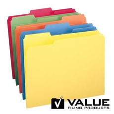 File Folder, 1/3-Cut Tab, Letter Size, Assorted Colors, 100/Bx (21126)