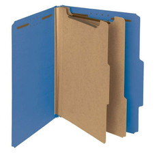 Classification Folders, 2 Dividers, Letter Size, 25pt Pressboard, Dark Blue, 10/Box (21184)