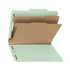 Classification Folders, 2 Dividers, Letter Size, 25pt Pressboard, Gray/Green, 10/Box (21185)