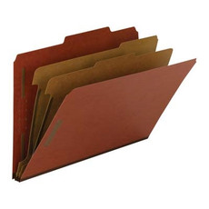 Pressboard Classification Folders, 2 Dividers, Legal Size, Red 10/Box