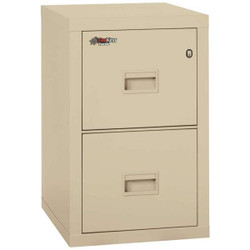 FireKing Turtle 2-Drawer Fireproof File Cabinet in Parchment color, with all drawers closed.