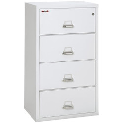 FireKing Lateral File Cabinet, 1-Hour Fire Resistant, 4-Drawer, Letter/Legal, 31" Wide, Artic White