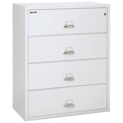 FireKing Lateral File Cabinet, 1-Hour Fire Resistant, 4-Drawer, Letter/Legal, 44" Wide, Artic White