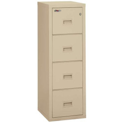 FireKing Turtle 4-Drawer Fireproof File Cabinet in Parchment color, with all drawers closed.