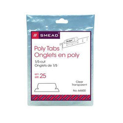 Smead Poly Tab, 1/5-Cut Tab, Clear, 25/Pack (64600)