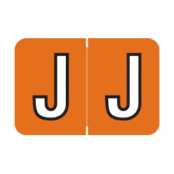 Barkley Alpha Labels, ACPM-Series, 1 H x 1 1/2 W, Letter J, Dk Orange, 500/Roll