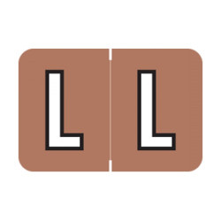 Barkley Alpha Labels, ACPM-Series, 1 H x 1 1/2 W, Letter L, Brown, 500/Roll