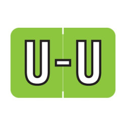 Barkley Alpha Labels, ACPM-Series, 1 H x 1 1/2 W, Letter U, Lt Green, 500/Roll