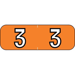 Barkley Numeric Labels, NBAM, 1 1/2 x 1/2, Number 3, Orange, (BANM-3)