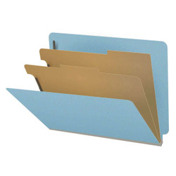 End Tab Classification Folders, 2 Dividers, Letter Size, Type III Pressboard, Blue 10/Box (DV-S42-26-3BLU)