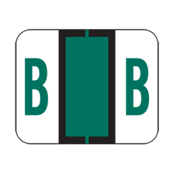 File Doctor Alpha Labels, FDAV-Series, 1 H x 1 1/4 W, Letter B, DK Green, 500/Roll, FDAV-B