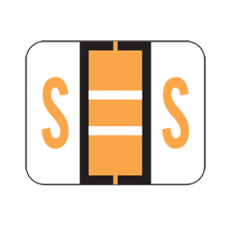File Doctor Alpha Labels, 1 H x 1 1/4 W, Letter S, Fl Orange, 500/Roll, FDAV-S