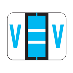 File Doctor Alpha Labels, 1 H x 1 1/4 W, Letter V, Blue, 500/Roll, FDAV-V