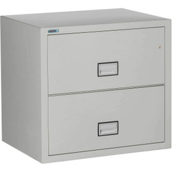 Phoenix 2-Drawer Lateral File Cabinet, 31 inches wide, 1-hour fireproof protection, gray finish