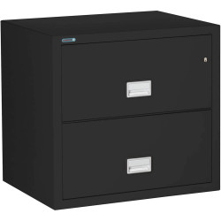 Phoenix 2-Drawer Lateral File Cabinet, 31 inches wide, 1-hour fireproof protection, black finish