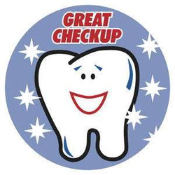 Children's Stickers, Great Checkup, Light Blue, 1-3/4" Circle, 100/Roll