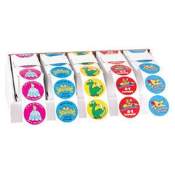 Children's Stickers, 5 Mix-&Match Rolls, Assorted, 1-3/4" Circle, 100/Roll