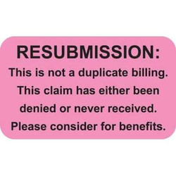 Insurance Claim Labels, Re-submission, 250/Box (MAP2670)