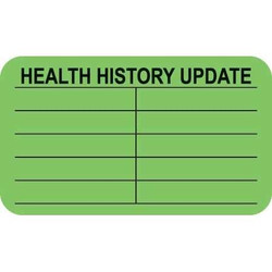 Health History Update Label, Green, 1-1/2 x 7/8, Roll/250