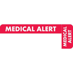 Medical Alert Label, Red/White, 3 x 1, Roll/250
