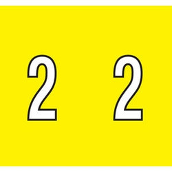 Kardex Numeric Labels, PSF-138 Series, Number 2, 1-1/2 x 1-1/4, Yellow, 500/RL