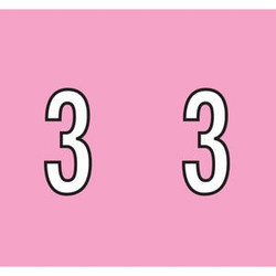 Kardex Numeric Labels, PSF-138 Series, Number 3, 1-1/2 x 1-1/4, Pink, 500/RL