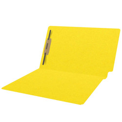 Colored Folders, End Tab, Legal Size, 3/4" Expansion, Fastener Position 1, 14pt Yellow, 50/Box