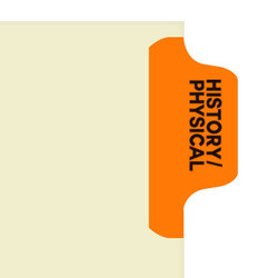 Chart Divider Tab, Position 1, Orange, History/Physical, Pack/100