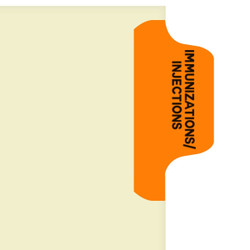 Chart Divider Tab, Position 1, Orange, Immunization, Pack/100