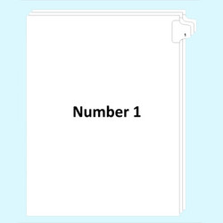 Legal index tabs number 1, side tab, letter size
