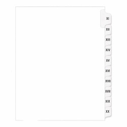 Roman Numeral Index Tabs XI-XX - Side Tab, Letter Size, Collated, 20 Tabs per Pack