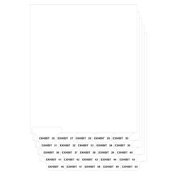 Exhibit 26-50 Legal Index Tabs - Collated, Bottom Tab, Letter Size, 25 Tabs per Set