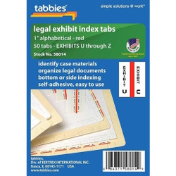 Tabbies Alpha Alpha Exhibits Index Tabs U-Z (58014)