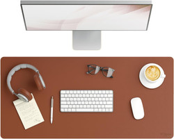 36" x 17" Vegan Leather Desk Pad, Saddle