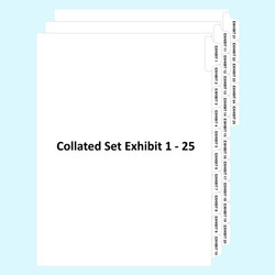 Exhibit 1-25 Legal Index Tabs - Collated, Side Tab, Letter Size, 25 Tabs per Set