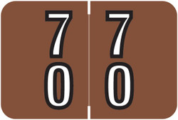 Barkley Systems Numeric Label - FDDBM Series (Rolls), 70-79, Brown, 500 per Roll, BXDM-70-B45