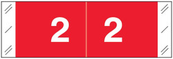 Tabbies 11850 Series Numeric Label for Number '2' – White Text on Red Background