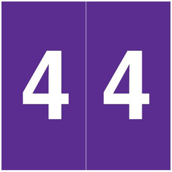 S&W KKL Numeric Labels, SWNM-Series, 1-1/2 H x 1-1/2 W, Number 4, Purple