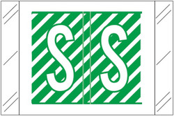 Tabbies 12000-Series compatible alphabetic label, Letter S, Dark Green, 1 inch x 1.5 inch, 500 labels per roll