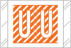 Tabbies 12000-Series compatible alphabetic label, Letter U, Orange, 1 inch x 1.5 inch, 500 labels per roll