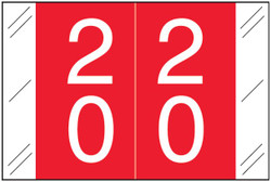 Tabbies 11200 Match Double Digit Numeric Label 20 in red with white numbers for file folder organization