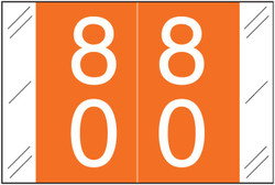 Tabbies 11200 Match Double Digit Numeric Label 80 in orange with white numbers for file folder organization