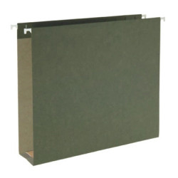Smead 65090 letter-size hanging file folder, green, 2-inch box-bottom expansion with metal hanging rods.