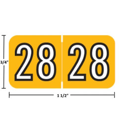 Barkley BKYM 2028 year label, yellow, 3/4" x 1-1/2"