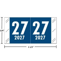 Col'R'Tab Compatible CLYM year label, 2027, Dk Blue wraparound with white “27”; center-slit liner.